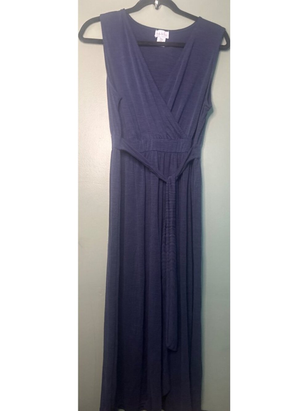 Nicole Miller New York Navy Midi Dress Textured Lined Slinky Fit Size M academia